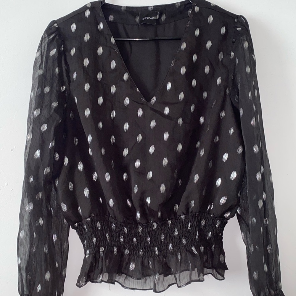 SOLD Black polka dot shirt